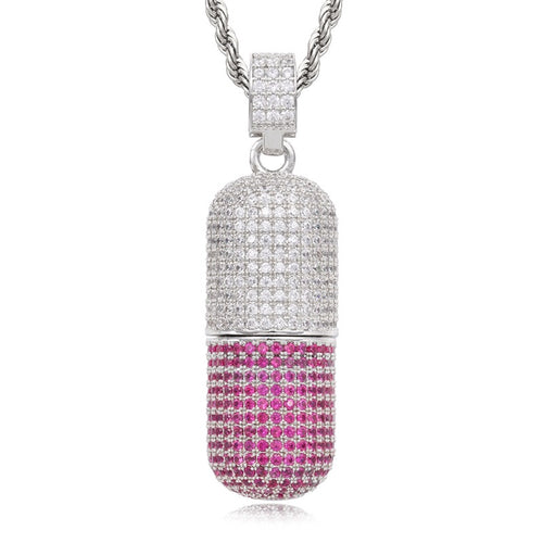 KRMN "Ice Pill" Pink&White Iced Capsule Pendent
