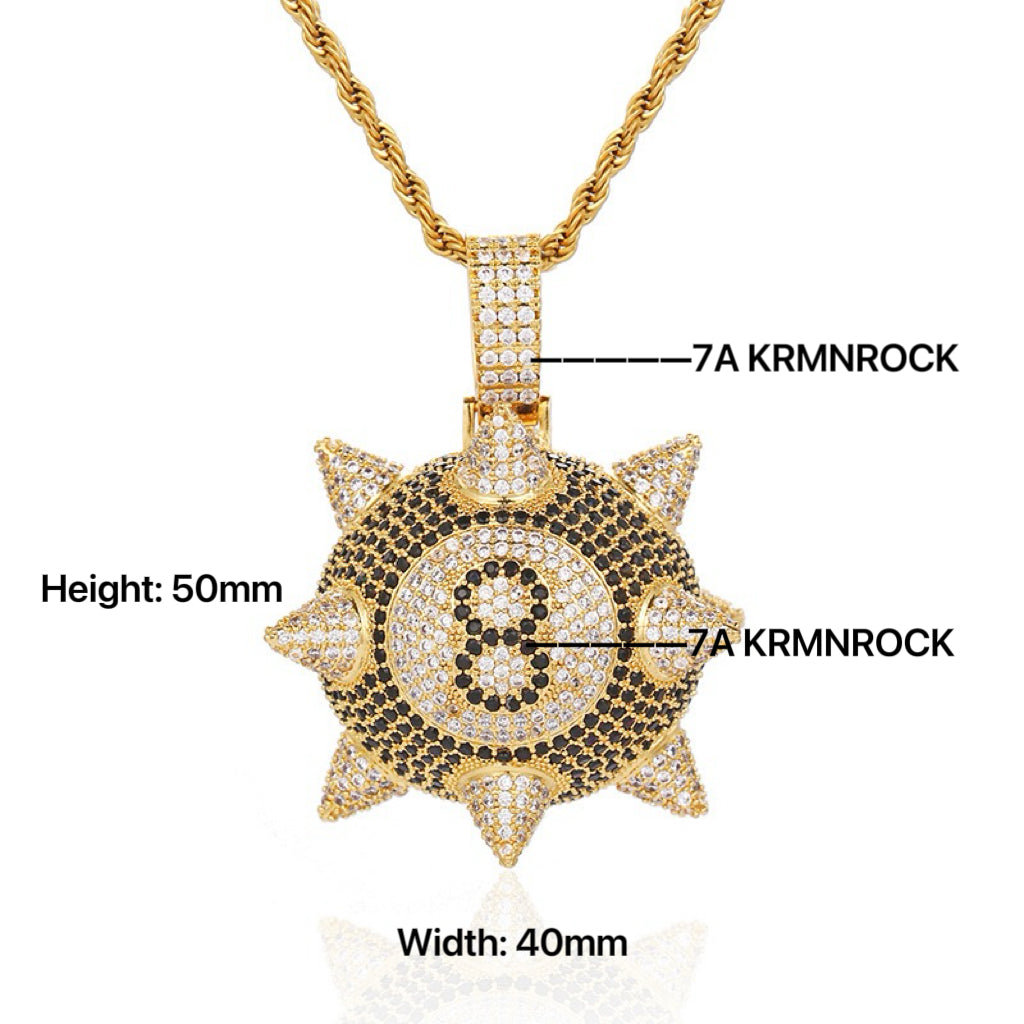 KRMN 7A“Bomb Drop” Spiked Iced Pendant